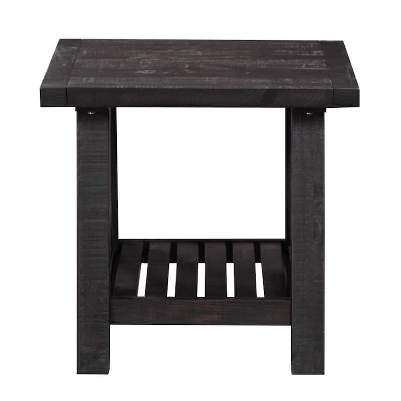 Pine Wood End Table with Exposed Hardware, Brown - Wood