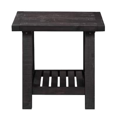 Pine Wood End Table with Exposed Hardware, Brown