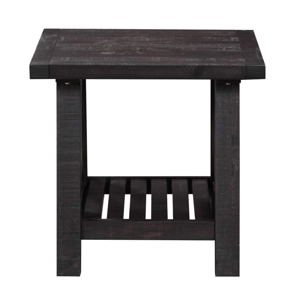 Pine Wood End Table with Exposed Hardware, Brown