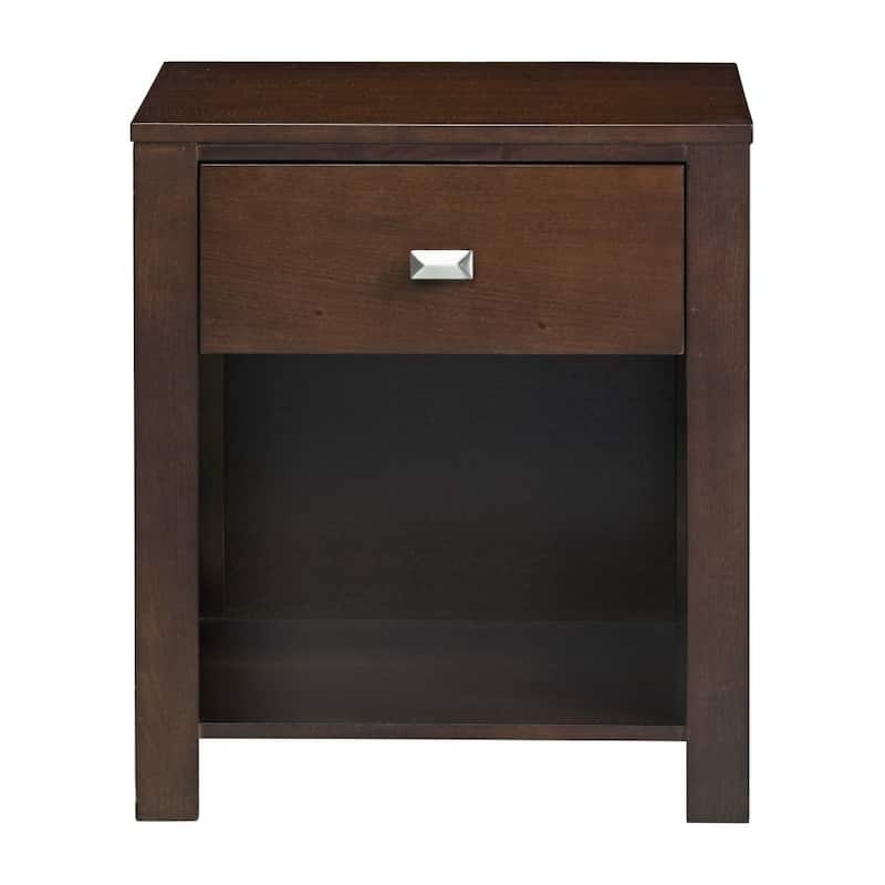 Wooden Nightstand with One Drawer and One Shelf, Brown