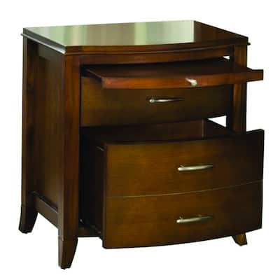 Wooden Nightstand with Charging Station, Brown