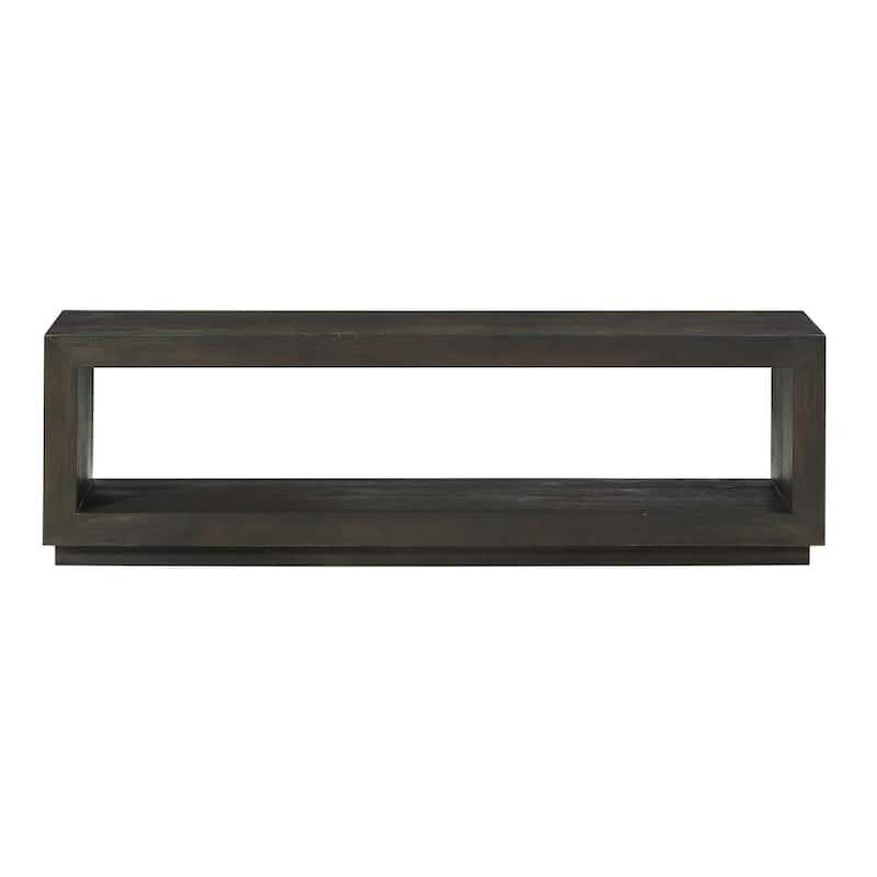 Wooden Rectangular Bench with Open Bottom Shelf, Gray