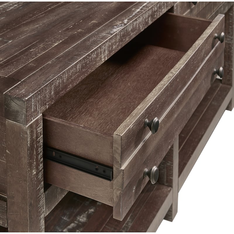 Wooden Two Drawer Console Table with Bottom Shelf, Brown