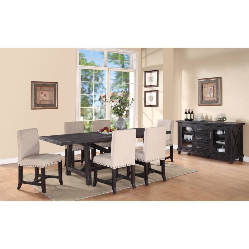 Wooden Rectangular Table with Crossed Planked Bulky Legs and Exposed Bolts , Brown