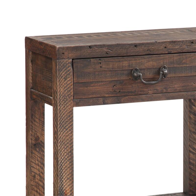Wooden Console Table with Two Drawers and One Open Shelf, Taupe Brown