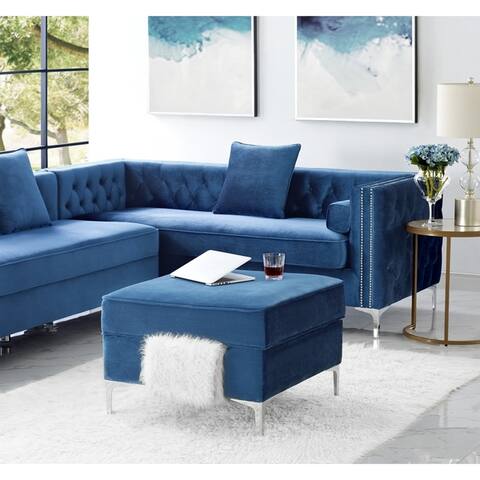 Inspired Home Dante Velvet Square Storage Ottoman