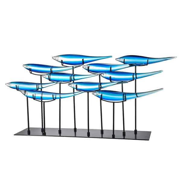 slide 1 of 1, 10 Blue Fish Handcrafted Art Glass Figurine