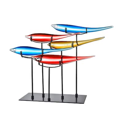 5 Multicolor Fish Handcrafted Art Glass Figurine