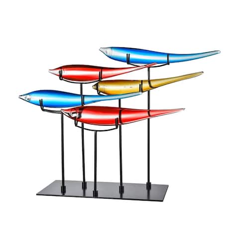 5 Multicolor Fish Handcrafted Art Glass Figurine