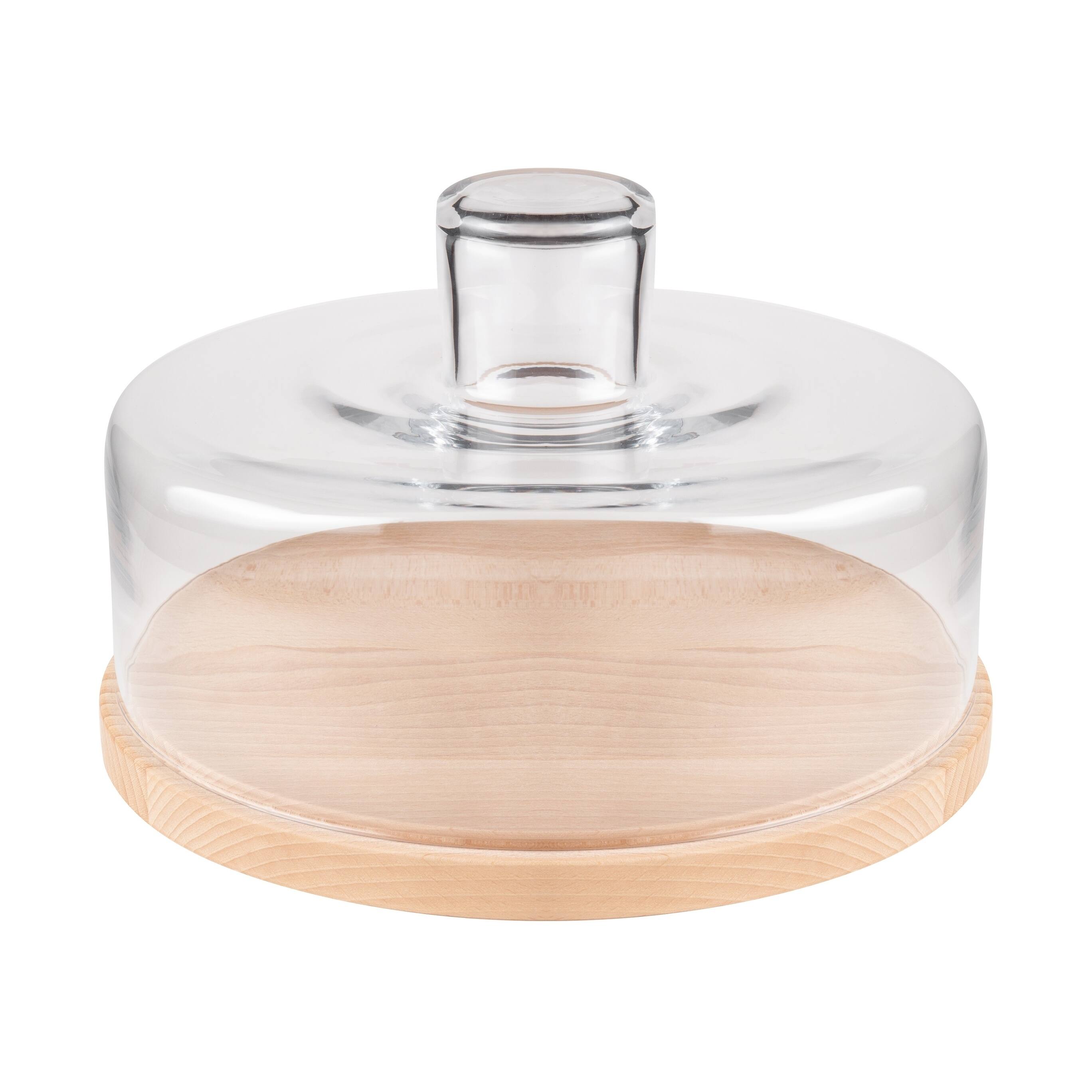 Majestic Gifts Inc. European Wooden Cake/Cheese Plate w/ Glass Dome On Sale Bed Bath