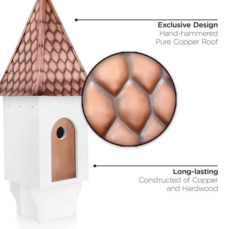 Chateau Bird House - Pure Copper Diamond Pattern Roof By Good Directions