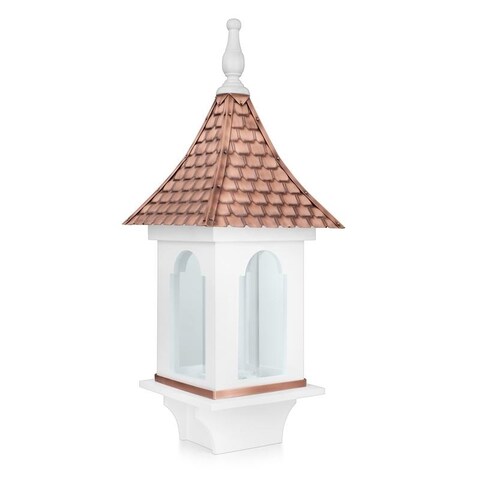 Villa Bird Feeder, White with Pure Copper Roof, Large 4 lb. Seed Capacity By Good Directions