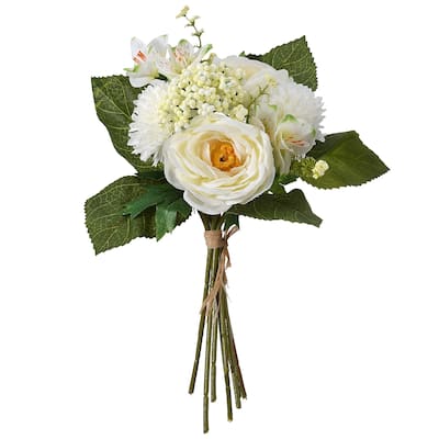 13" White Peony Roses Bundle