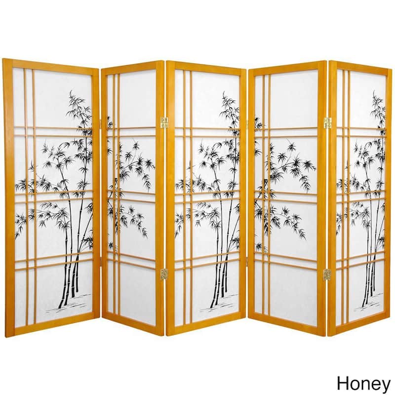 Handmade Wood and Rice Paper Bamboo Tree Shoji Screen - 48 x 70