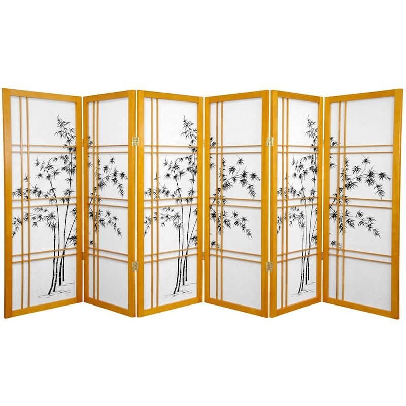 Handmade Wood and Rice Paper Bamboo Tree Shoji Screen - 48 x 70