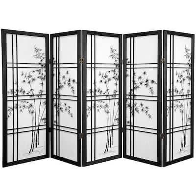 Handmade Wood and Rice Paper Bamboo Tree Shoji Screen - 48 x 70