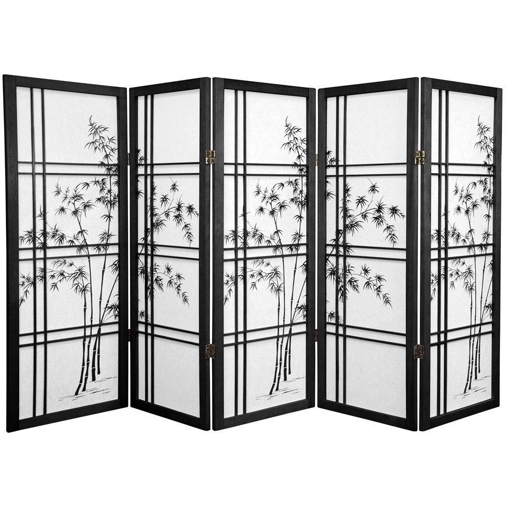 Red Lantern 4 ft. Short Bamboo Tree Shoji Screen