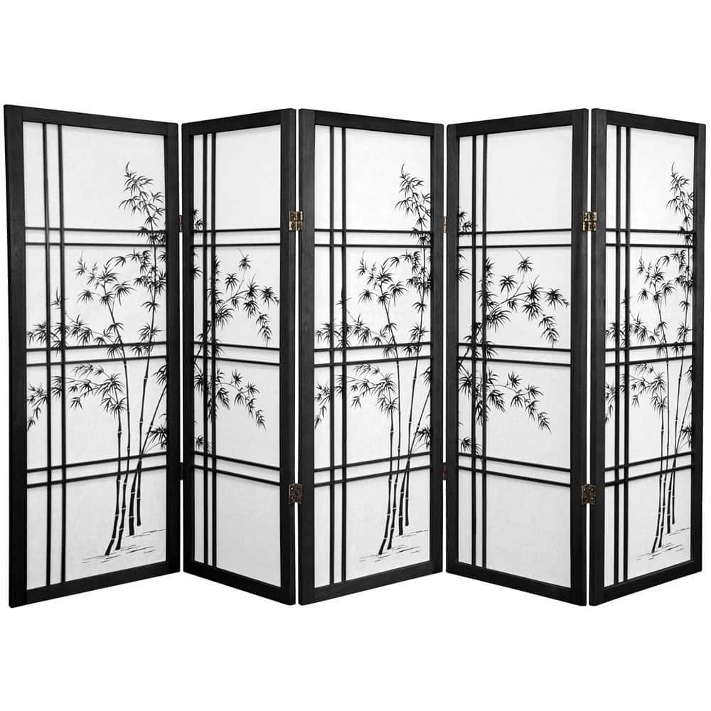 Handmade Wood and Rice Paper Bamboo Tree Shoji Screen - 48 x 70