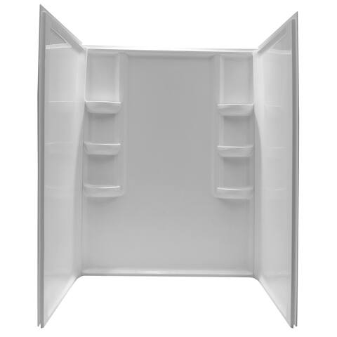 ANZZI Vasu White 60 in. x 36 in. x 74 in. 3-piece DIY Friendly Alcove Shower Surround