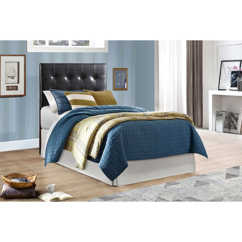 Porch & Den Berridge Tufted Adjustable Height Headboard - Black - Twin