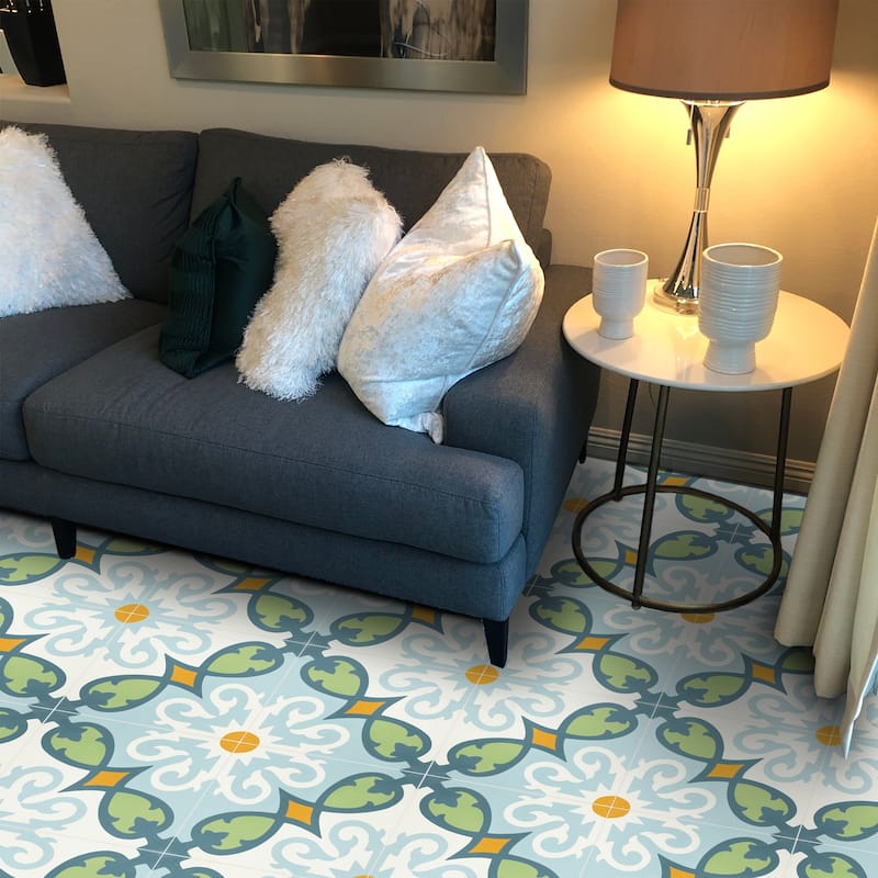 Handmade Agadir in Blues, Green, Orange Tile (Morocco)