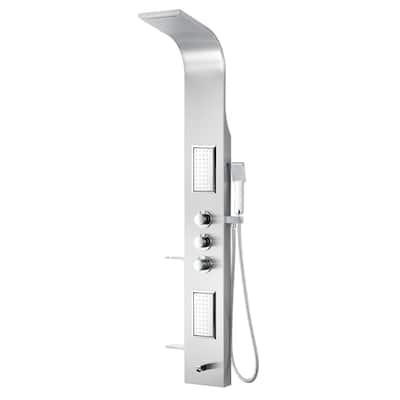 ANZZI Mesmer Brushed Steel 58 in. Shower Panel with Heavy Rain Shower