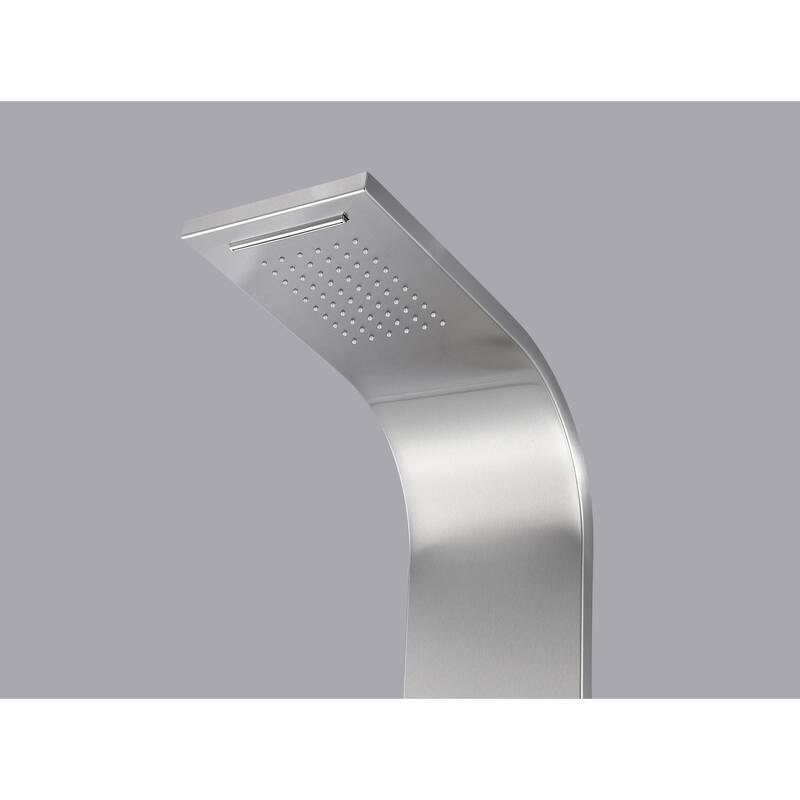ANZZI Mesmer Brushed Steel 58 in. Shower Panel with Heavy Rain Shower
