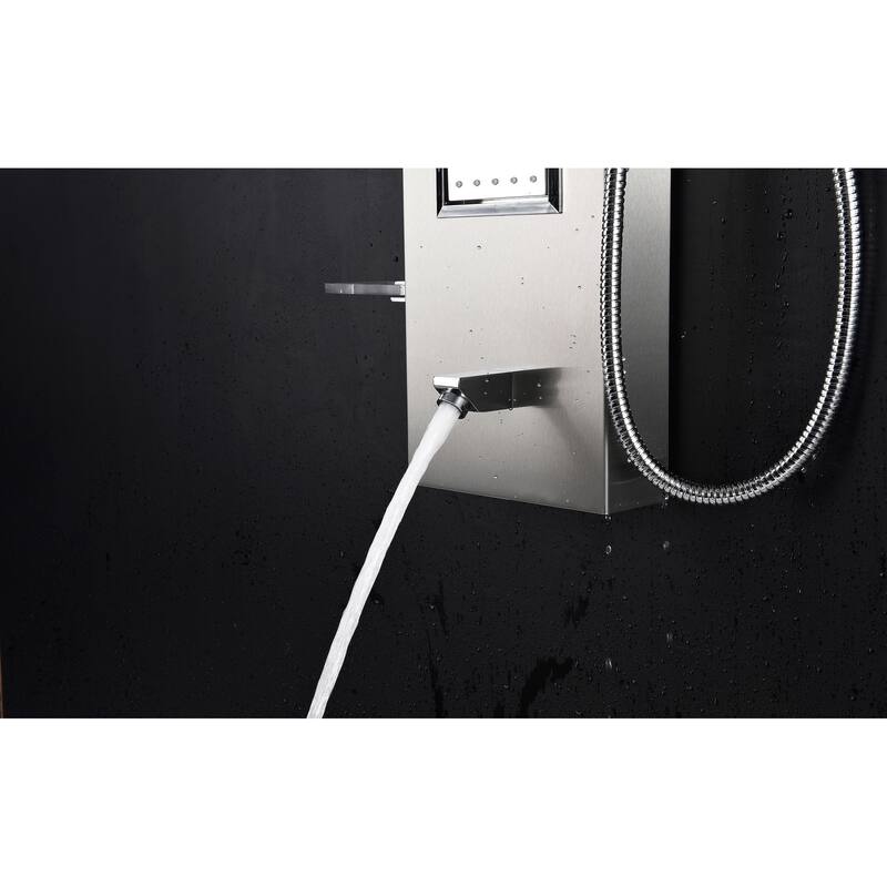 ANZZI Mesmer Brushed Steel 58 in. Shower Panel with Heavy Rain Shower