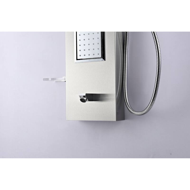 ANZZI Mesmer Brushed Steel 58 in. Shower Panel with Heavy Rain Shower