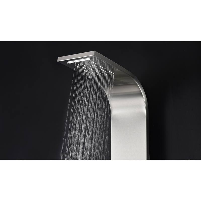 ANZZI Mesmer Brushed Steel 58 in. Shower Panel with Heavy Rain Shower