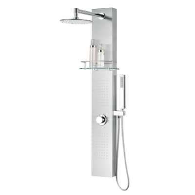 ANZZI Pioneer Brushed Steel 44 in. Shower Panel with Heavy Rain Shower