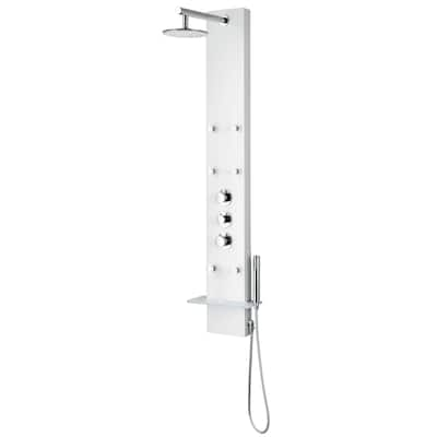 ANZZI Panther White 60 in. 6-Jet Shower Panel with Heavy Rain Shower