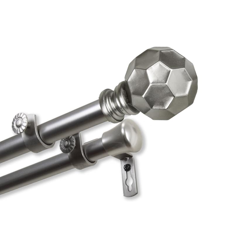 InStyleDesign Finley Adjustable Double Curtain Rod 13/16 inch dia. - 48 to 84 inches - Satin Nickel