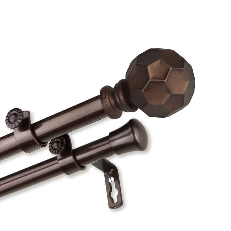 InStyleDesign Finley Adjustable Double Curtain Rod 13/16 inch dia. - 66 to 120 inches - Cocoa
