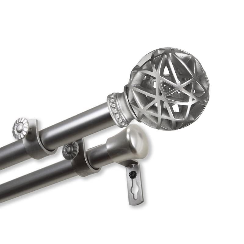 InStyleDesign Emerson Adjustable Double Curtain Rod 13/16 inch dia. - 28 to 48 inches - Satin Nickel