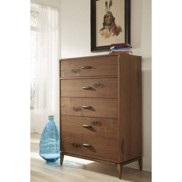 Shop Five Drawer Chest With Bronzed Brass Corner Brackets And Base