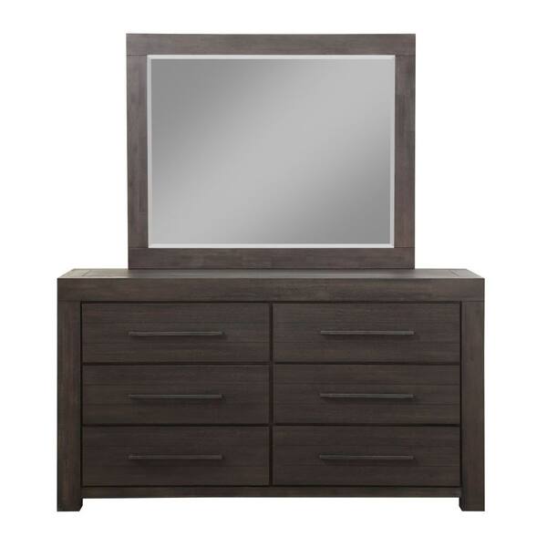 Shop Wooden Six Drawer Dresser With Bronze Metal Pulls Basalt