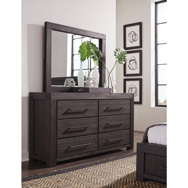 Shop Wooden Six Drawer Dresser With Bronze Metal Pulls Basalt