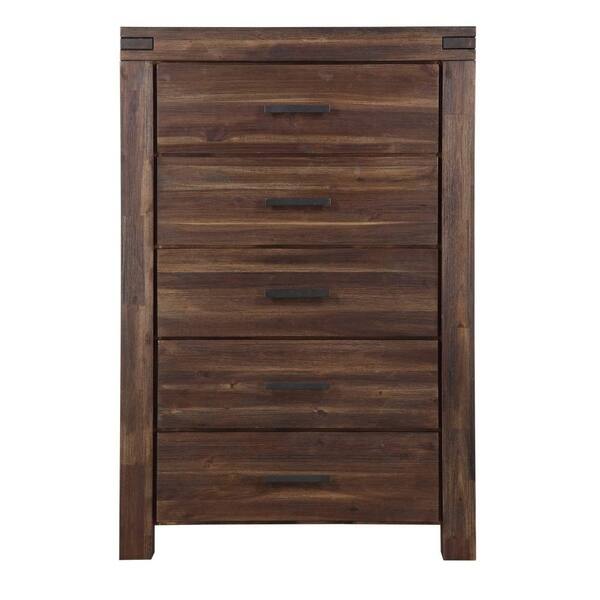 Shop Wooden Five Drawer Chest With Metal Pull And Tenon Corner