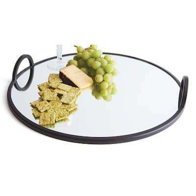 Round Black Mirror Tray