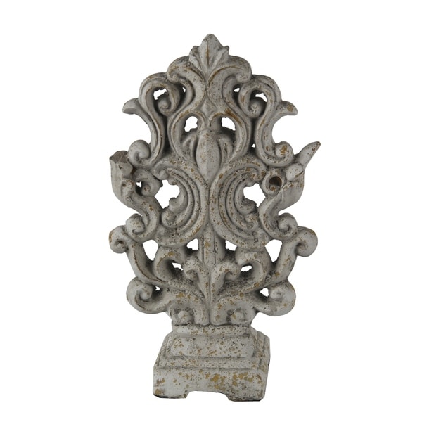 Ceramic Decorative Table Top Accent Sculpture with Baroque Style, Gray