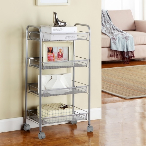 Honeycomb Mesh Style 4-Layer Removable Storage Cart Kitchen Storage