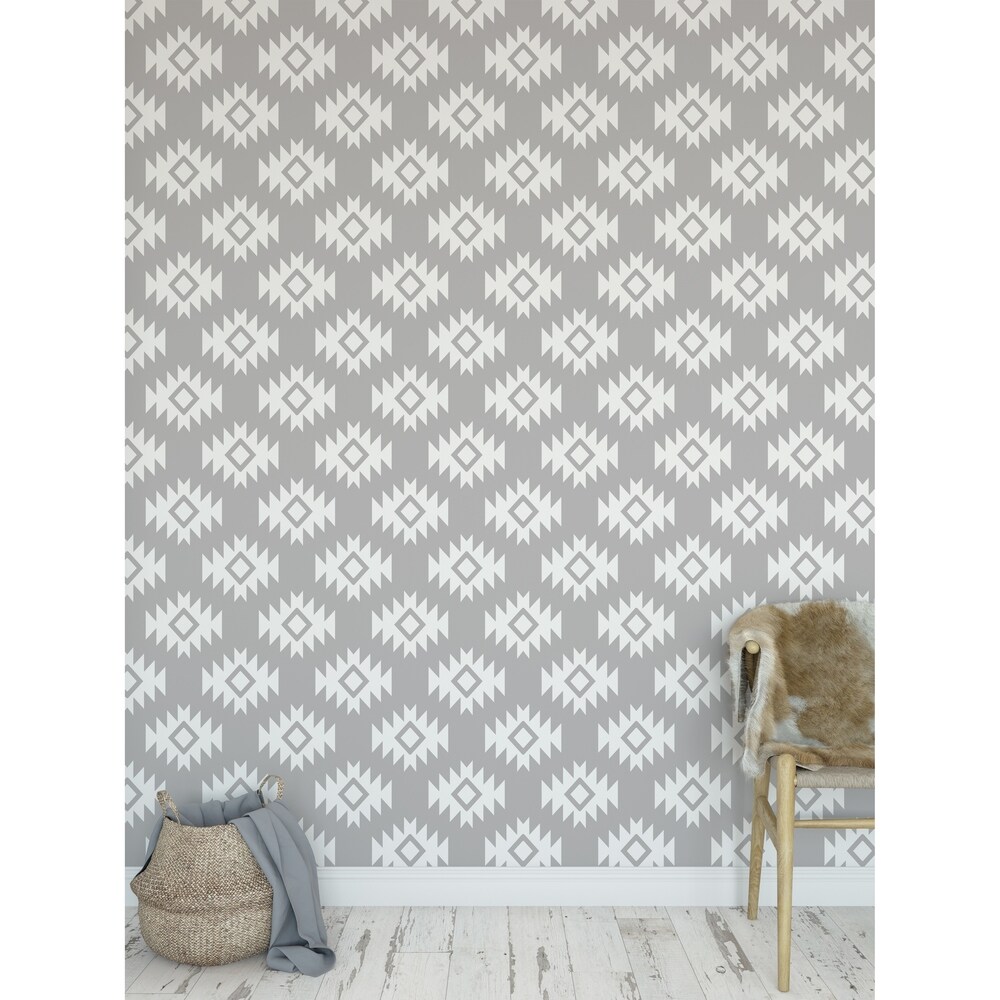 Kavka Designs THIRD EYE KILIM GREY Peel and Stick Wallpaper By Becky Bailey (24 inch x 48 inch - Grey)