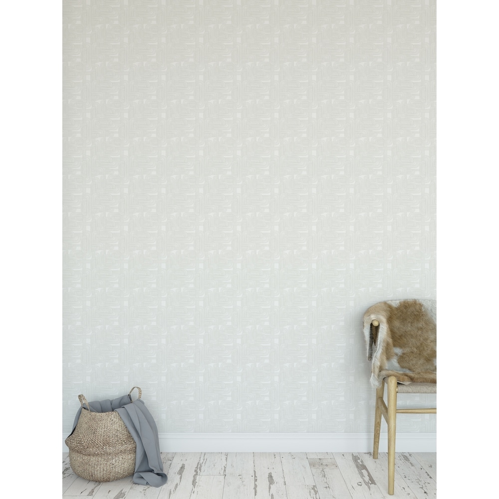 Kavka Designs WOVEN ROADS LIGHT GREY Peel and Stick Wallpaper By Lemon Lovegood (24 inch x 48 inch - Grey)