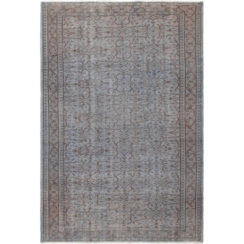 Hand-knotted Color Transition Denim Blue Wool Rug - 5'6" x 9'1"