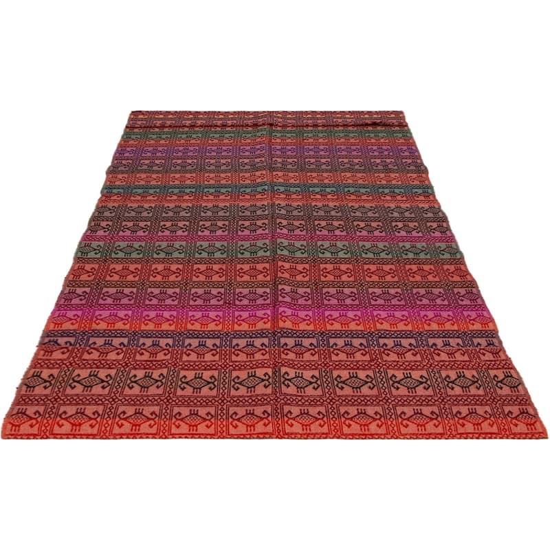 Flat-weave Ottoman Kashkoli Red Wool Kilim - Bed Bath & Beyond - 30638250