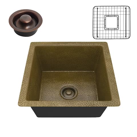 ANZZI Erzurum Hammered Antique Copper Drop-in 16" Single Bowl Kitchen Sink