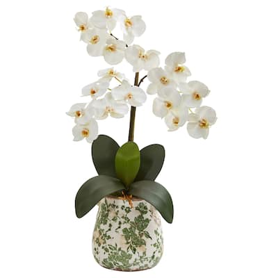 23" Triple Phalaenopsis Orchid Artificial Arrangement in Floral Vase