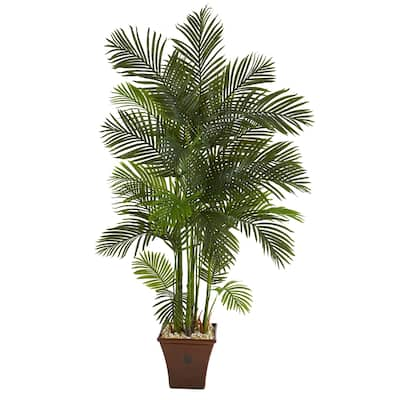 74" Areca Palm Artificial Tree in Brown Planter