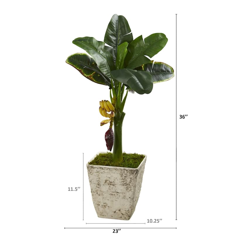 3' Banana Artificial Tree in Country White Planter